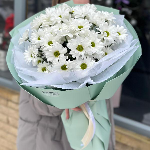 Букет из кустовых хризантем "Подводный жемчуг" Букет из кустовых хризантем "Подводный жемчуг"